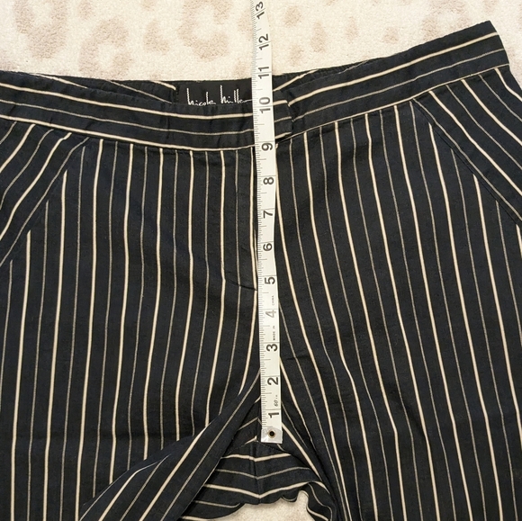 Nicole Miller Y2K Low Rise Black White Beige Striped Pants Long 12 Addams Family - Picture 5 of 12